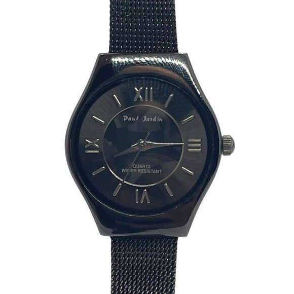 Paul Jardin Men's Quartz Watch Round All Black Water Resistant - Picture 1 of 10